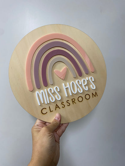 Teacher Classroom Sign - Boho Rainbow