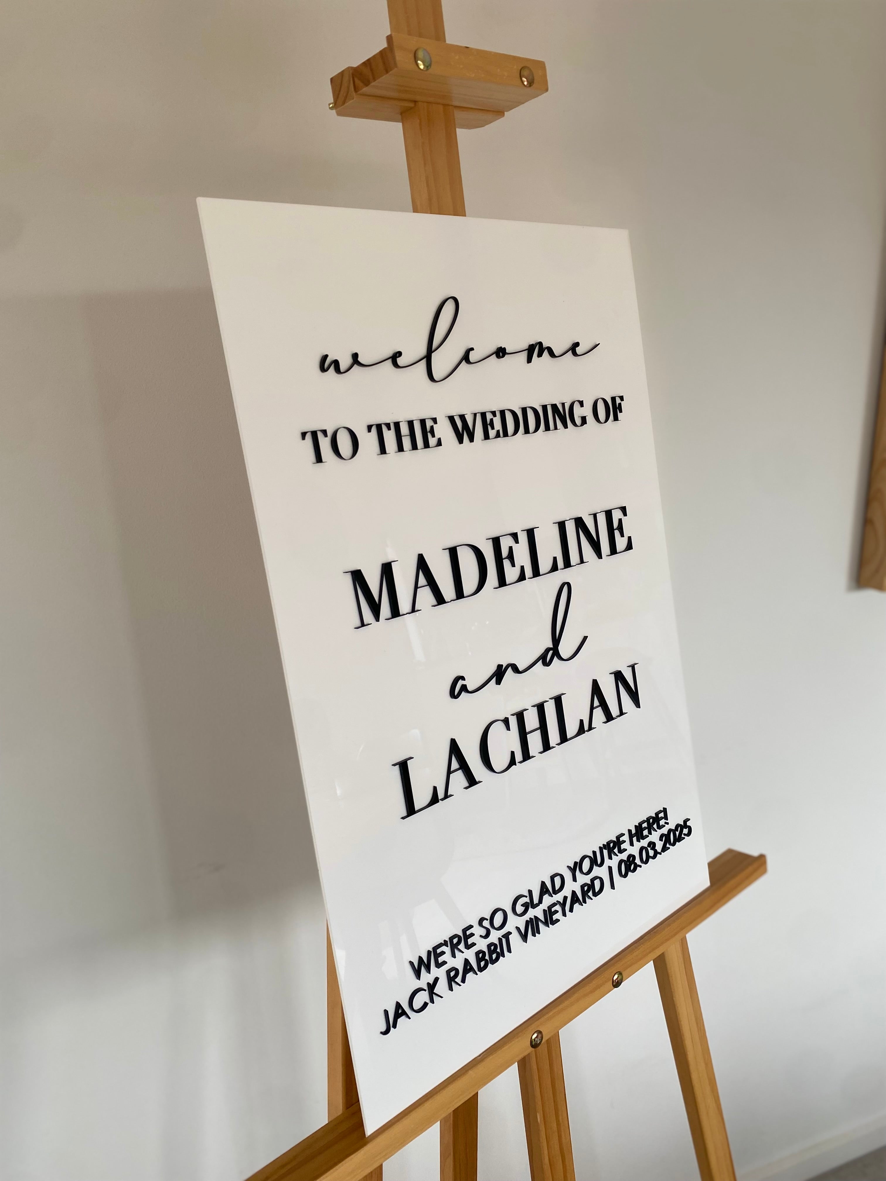 Wedding Welcome Sign - 3D layered acrylic portrait ...