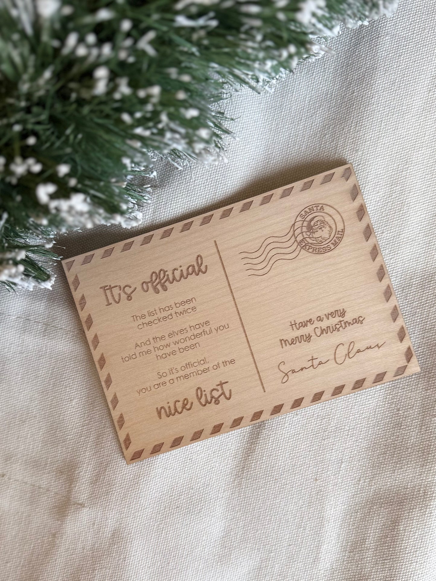 "Santa's Nice List" Postcard Keepsake